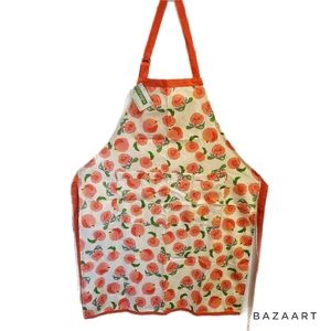 Peach Print Bib Apron w/Pockets